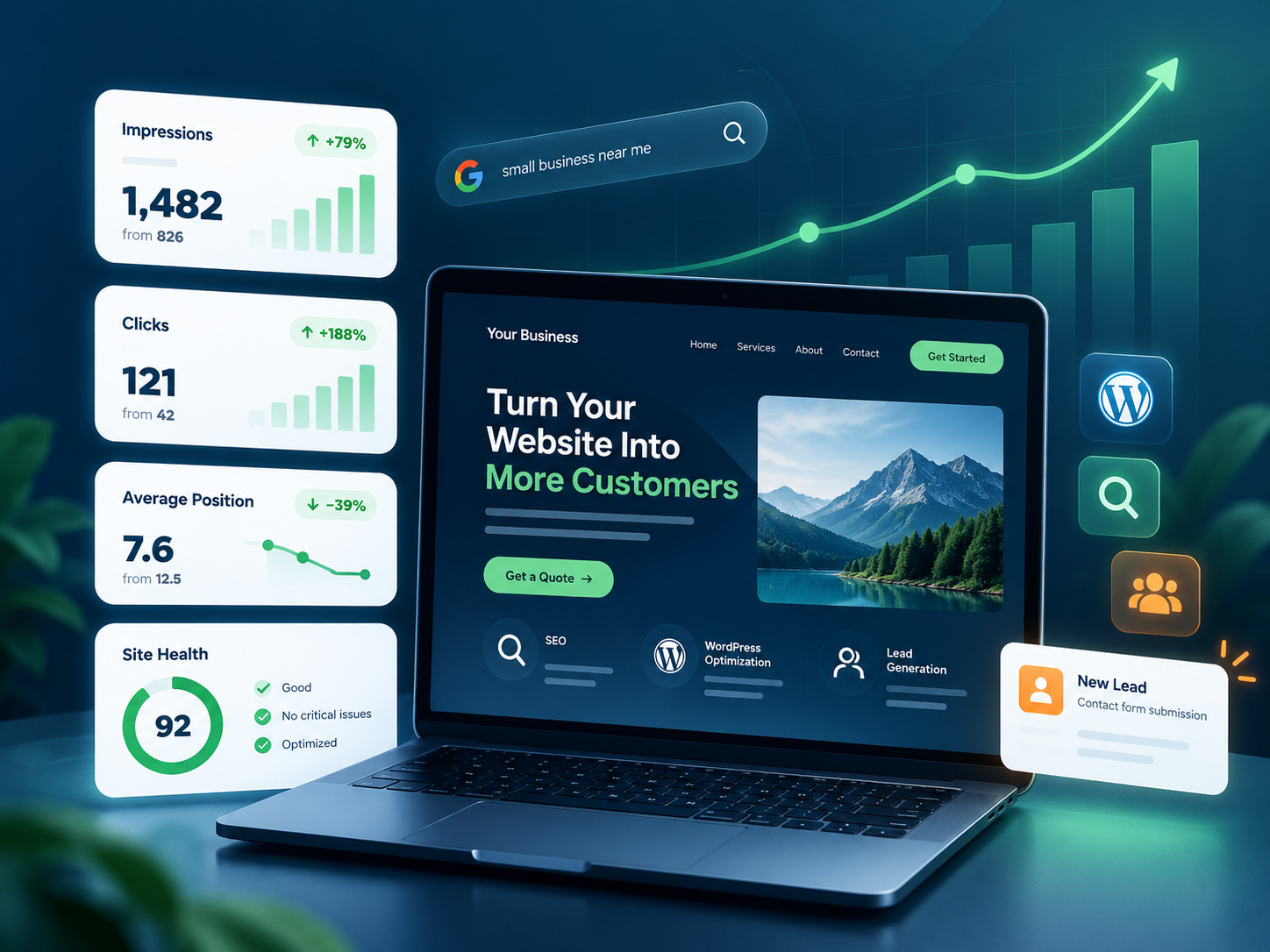 Small business SEO services, WordPress optimization and lead generation strategy